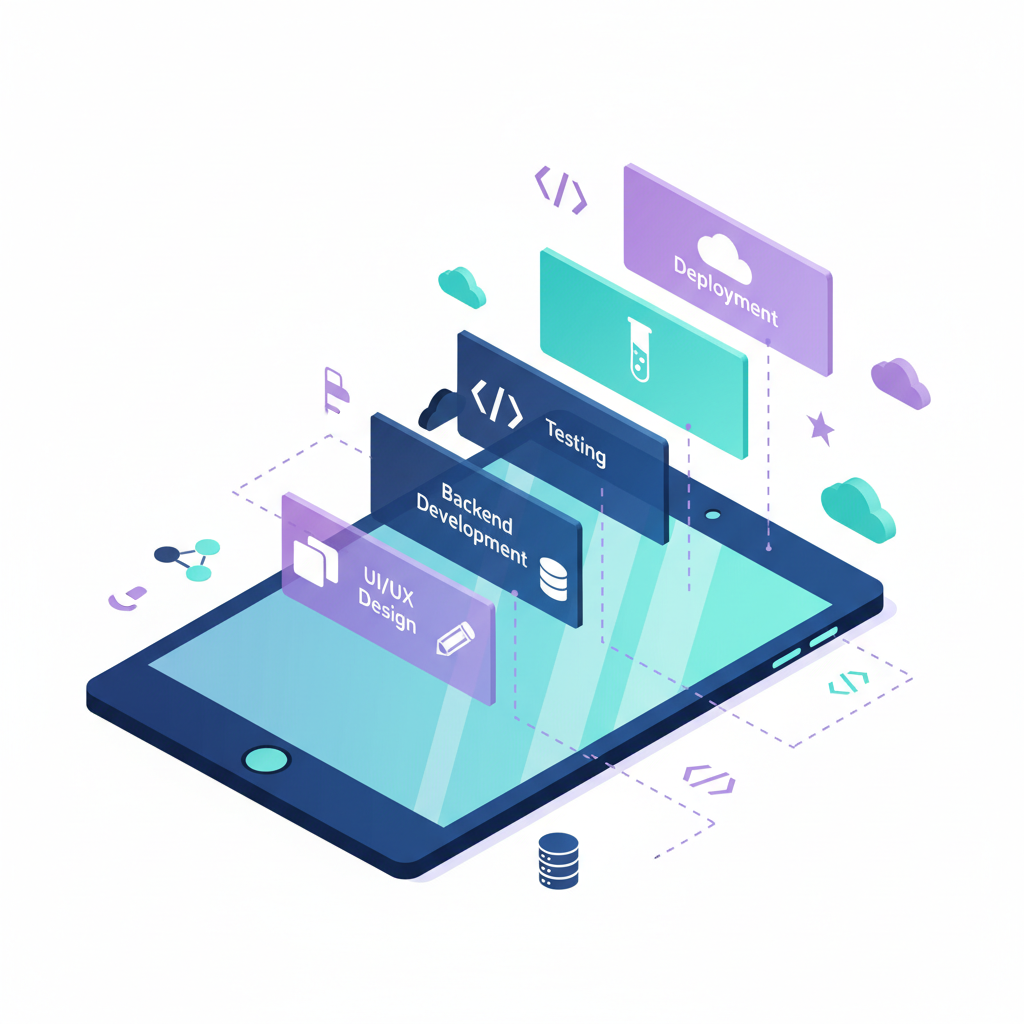 Visual breakdown of app development costs showing different price factors and complexity levels