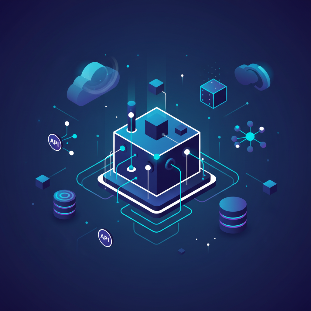 undefined Abstrakt repræsentation af sammenkoblede software komponenter der danner en robust og skalerbar arkitektur.